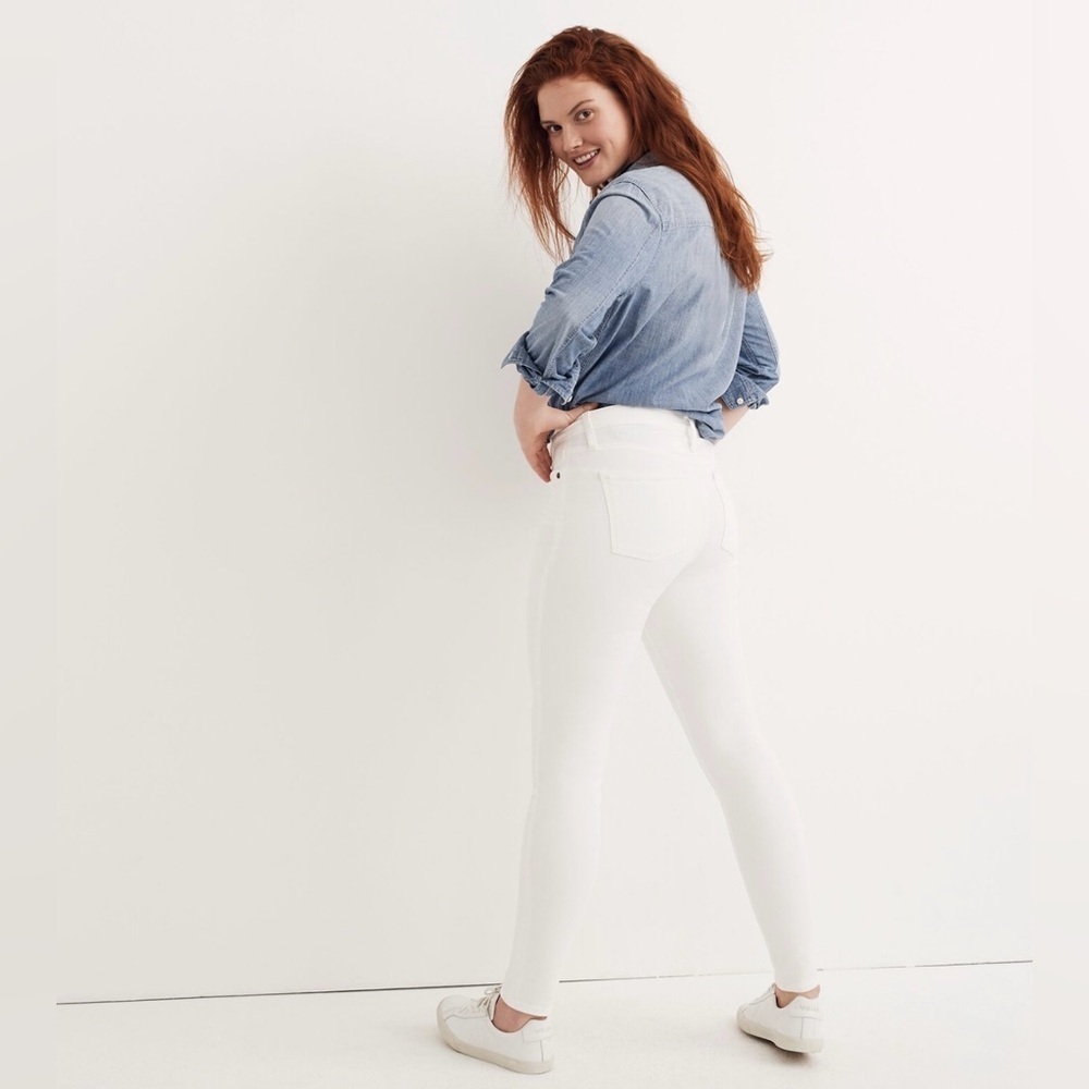 Madewell 9 Inch Mid Rise White Skinny Jeans Size 31 - Picture 2 of 10